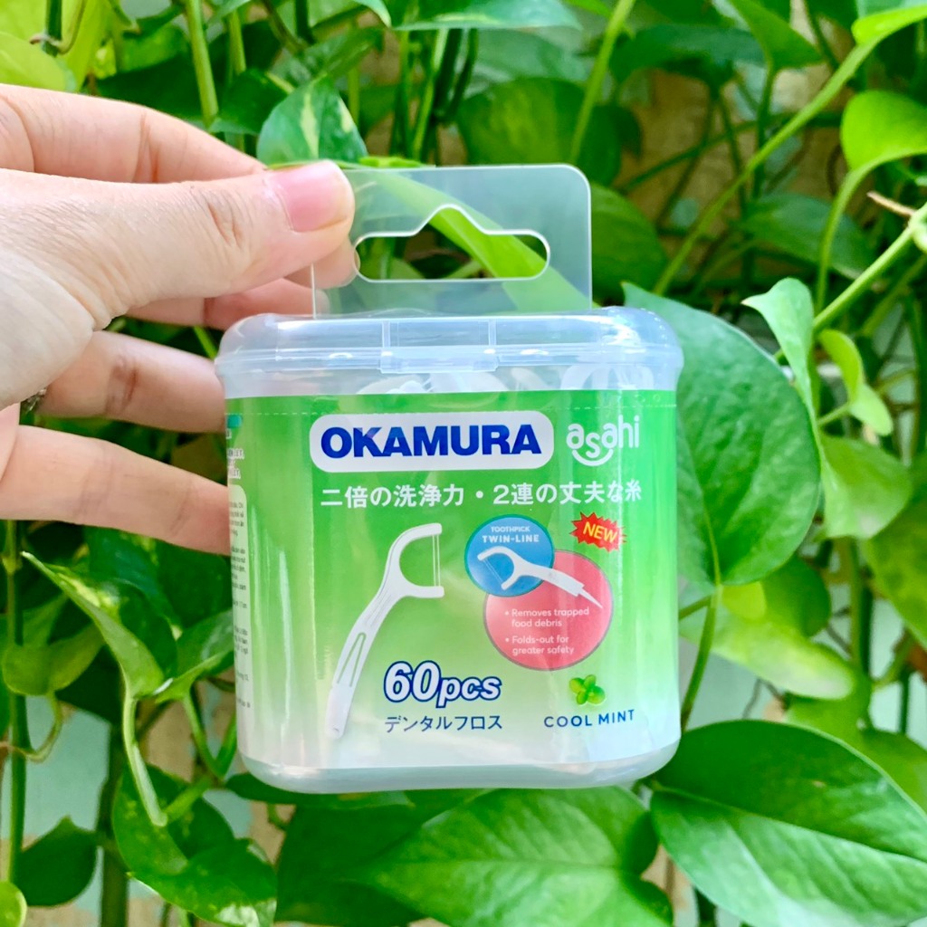 Hộp tăm chỉ kẽ Okamura Asahi 60 cây/ hộp chăm sóc răng miệng - Tăm chỉ nha khoa Okamura chất lượng N