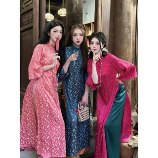 Áo dài Gấm Hoa mẫu mới dáng xuông siêu xinh cho nàng by Quỳnh Hương