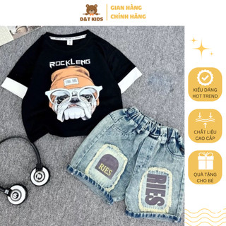  Set đồ quần áo P.U.G bé trai 2-8 tuổi  9-24kg  áo thun cổ tròn cotton co giãn 4 chiều quần Jean short cá tính| D&T KIDS 