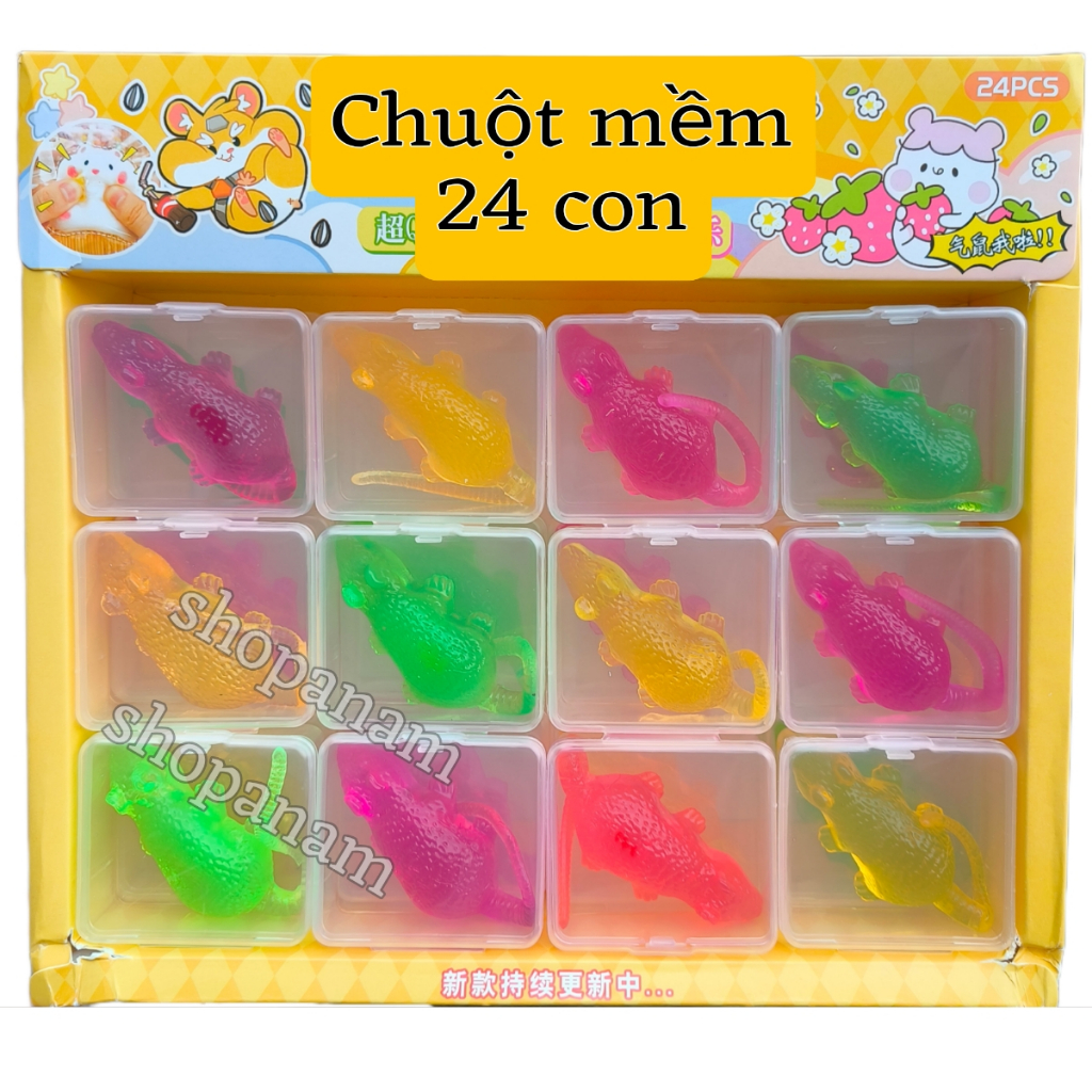 Khay 24 con chuột mềm màu sắc ( có hộp từng con 1)