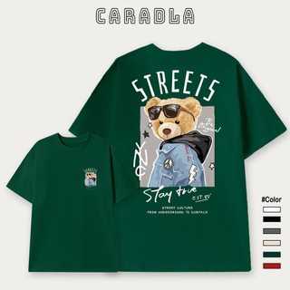 Áo Thun, Áo Phông Unisex Tay Lỡ CARADLA Mã BEARSTREET TN02 Chất Cotton Mềm Mịn Co Dãn Thoáng Mát Form Rộng Cho Nam Nữ