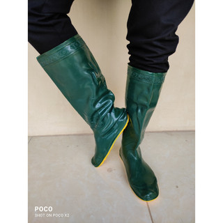 Ủng đi cấy ngắn Hoa San đế vàng cứng size 35-43 - Ủng lửng đến đầu gối đế cứng, ủng hái rau