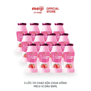 Sữa Chua Uống  Meiji Nhật vị dâu 85ml - Combo 3 lốc