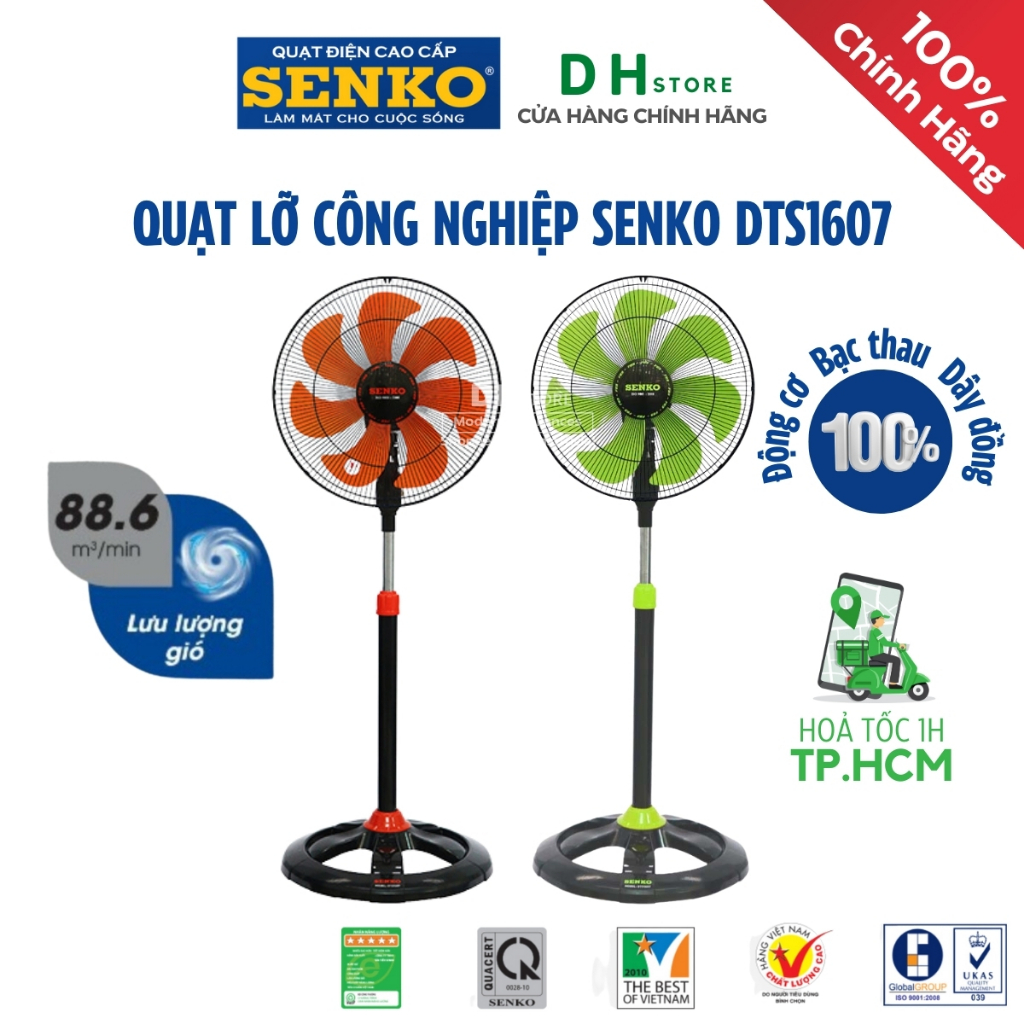[Hoả tốc HCM] Quạt lỡ công nghiệp Senko thân sắt DTS1607 chính hãng cao cấp