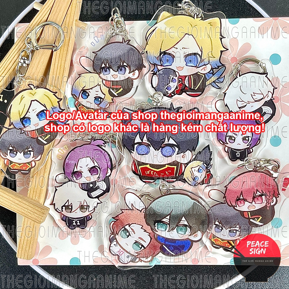 Móc khóa BLUE LOCK ver ÔM ĐẦU Mica trong acrylic chibi anime nagi reo kaiser isagi