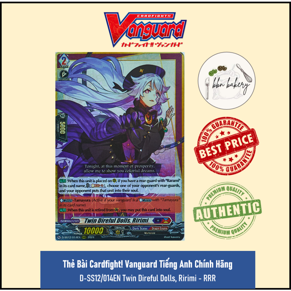 Thẻ Bài Vanguard Chính Hãng Bushiroad Tiếng Anh: D-SS12/014EN Twin Direful Dolls, Ririmi - RRR