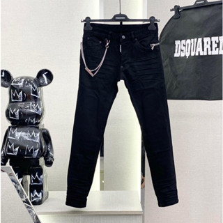 Quần Jean DSQ Đen Xậm Nhăn 3D Họa tiết Khóa Zip Túi Hậu Siêu Quần DSQ Bản HOT 2024