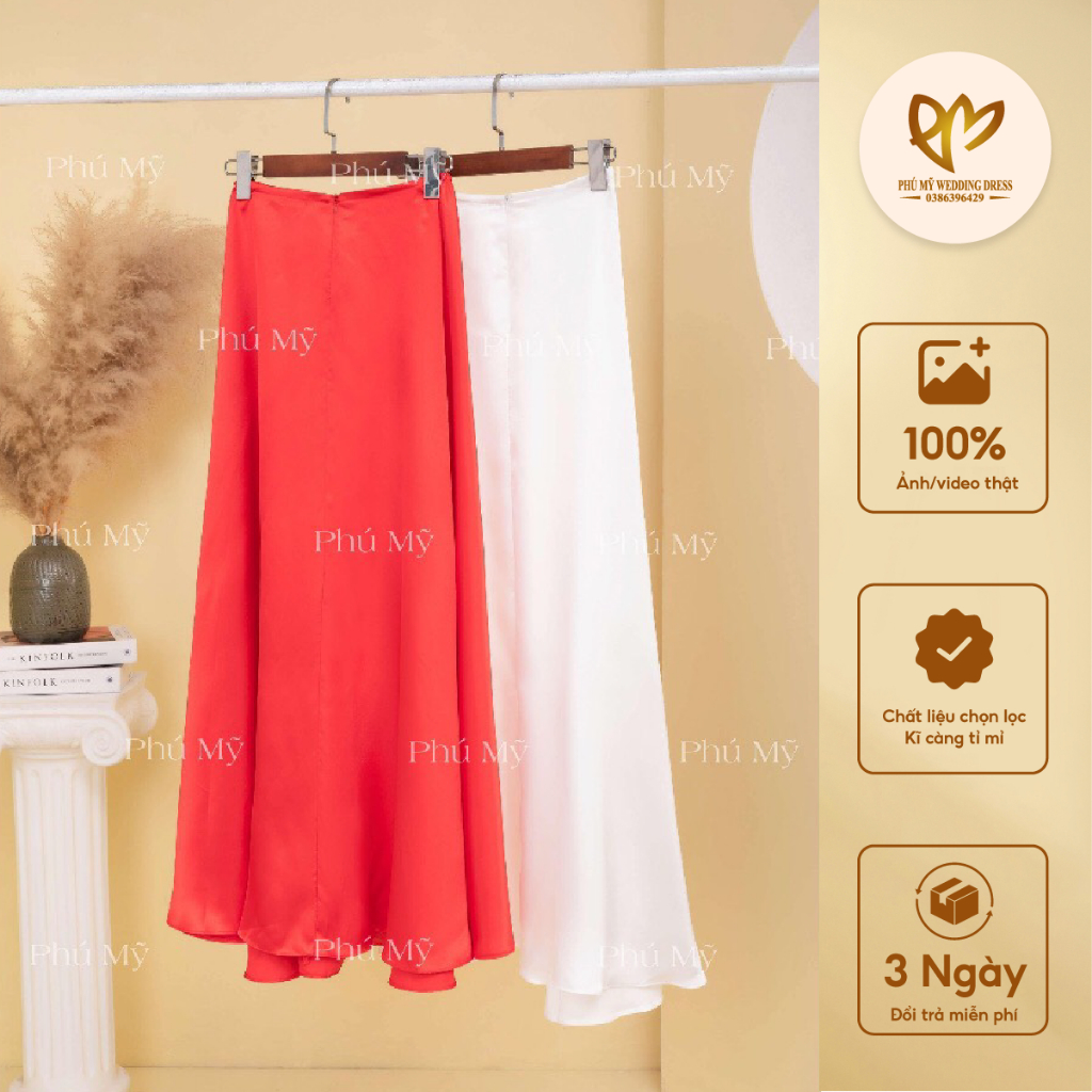 Chân váy phi lụa mềm mặc áo dài