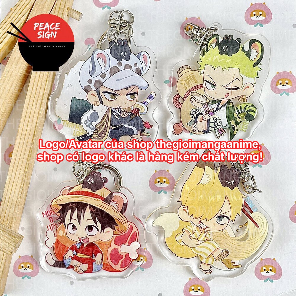 Móc khóa ONE PIECE ĐẢO HẢI TẶC ver TAI THÚ ĐỒ ĂN in hình anime chibi mica trong acrylic dễ thương zoro sanji luffy law