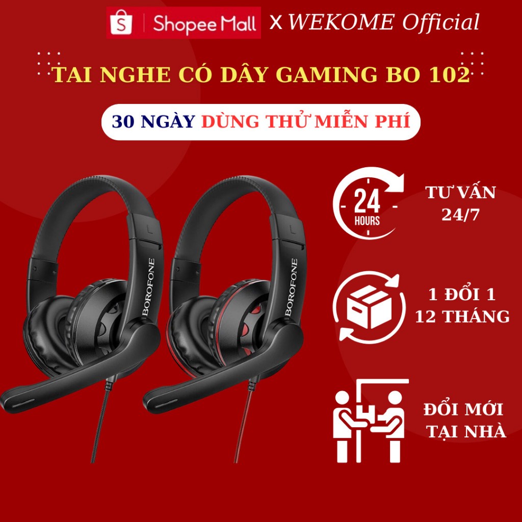 Tai nghe chụp tai có dây BOROFONE BO102 Gaming có mic đàm thoại - AK Mobile