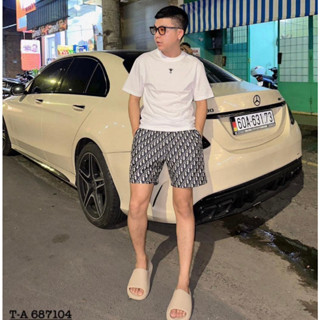 Quần đùi nam Dior vải dệt logo mát,quần short nam chất mềm mịn hot 2024