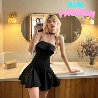 Váy đuôi cá xoè xếp ly thiết kế ôm eo siêu dễ thương Kim Fashion, Đầm cúp ngực cổ yếm có mút ngực cực sexy cá tính
