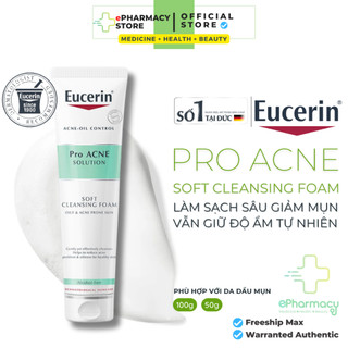 Sữa rửa mặt tạo bọt eucerin pro acne solution gentle cleansing foam cho da dầu mụn