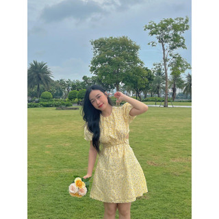 ĐẦM HOA XINH TƯƠI TAY BÍ PHỒNG CUT OUT LƯNG KÈM ẢNH THẬT