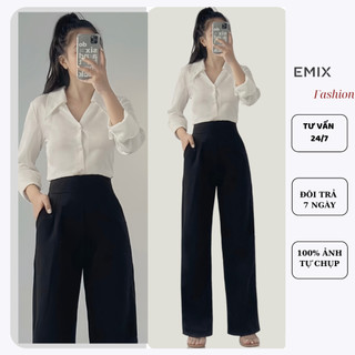 Quần công sở nữ ống suông khoá sườn vải tuyết mưa EMIX Q030/P0K35