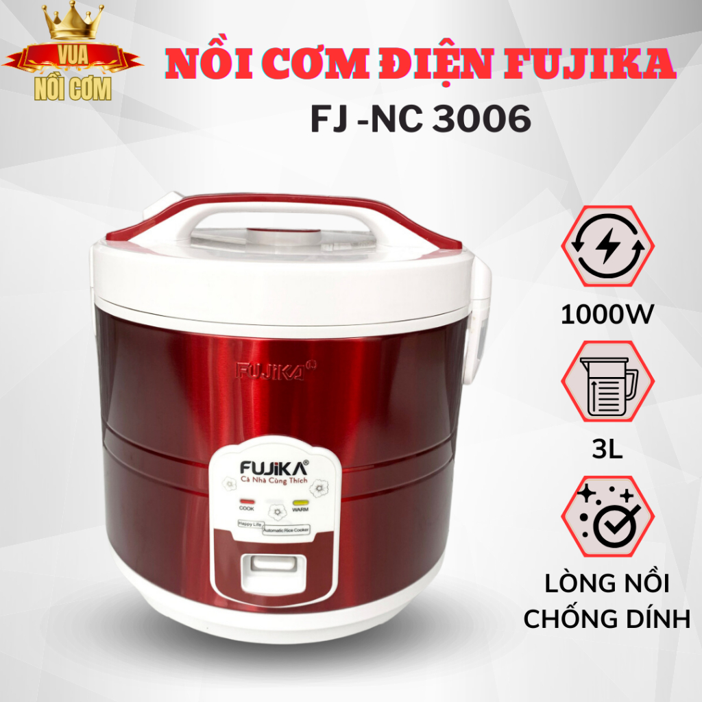 Nồi cơm điện Fujika FJ NC-3006 chính hãng, công suất 1000W