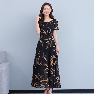 Váy trung niên cho mẹ, cho bà dáng dài V04 - Áo đầm thời trang đẹp cho người lớn tuổi giá rẻ U40 U50 U60 mặc mùa hè thu