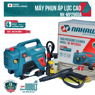 MÁY XỊT RỬA XE CHỈNH ÁP CHỐNG GIẬT NAKAWA NK-MP2900A DÂY 12M - 2900W -12L/MIN -180BAR ÁP LỰC SIÊU MẠNH MOTOR DÂY ĐỒNG TẶ