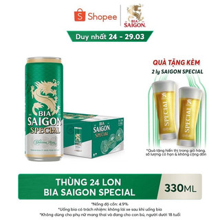 Thùng 24 lon bia sài gòn special - 330ml/lon