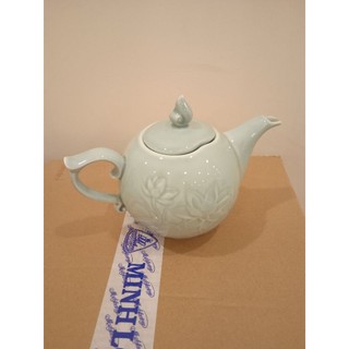 Bình trà sứ minh long 0.7 lít - sen xanh