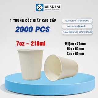 1 thùng 2000 chiếc cốc giấy 7oz dùng 1 lần màu trắng dùng trong phòng khám bệnh viện 210ml