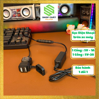 Sạc điện thoại trên xe máy, bộ chuyển điện 12v 24v ra 2 cổng usb dùng cho xe đạp xe máy phụ kiện khang thịnh