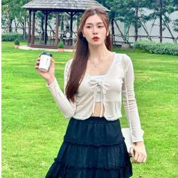 Áo croptop nữ hai dây viền ren đính nơ cổ tròn ôm body, áo thun nữ croptop kiểu trơn thun gân sexy, dễ thương mămdoo