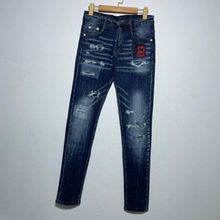 Quần dsquared2 thêu chữ da ,quần dsq nam xanh rách nhẹ  061