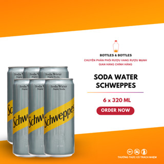 06 Lon Nước Soda Giải Khát Schweppes Soda Sleek 320ml/Lon