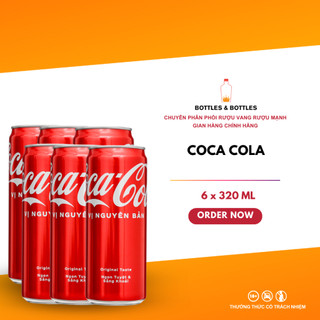 06 lon nước ngọt giải khát coca-cola vị nguyên bản original 320m/lon