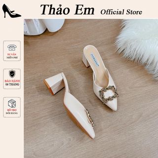 Sục nữ hoa đá gót vuông cao 5cm