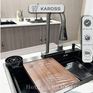 Chậu rửa chén bát 1 hố inox 304 mạ nano thác nước 68x46cm