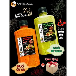 Combo 4 chai Muối ớt xanh đỏ chấm đồ nướng, BBQ, hải sản, bánh tráng trộn, gà ủ muối, chấm đồ ăn vặt