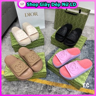 Dép lê gg nữ chữ nổi đế cao 5cm chống nước - dép lê quai ngang - dép lê giá rẻ