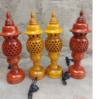 Cặp đèn thờ 3 màu -Đôi đèn gỗ tràm nhiều kích thước trang trí bàn thờ