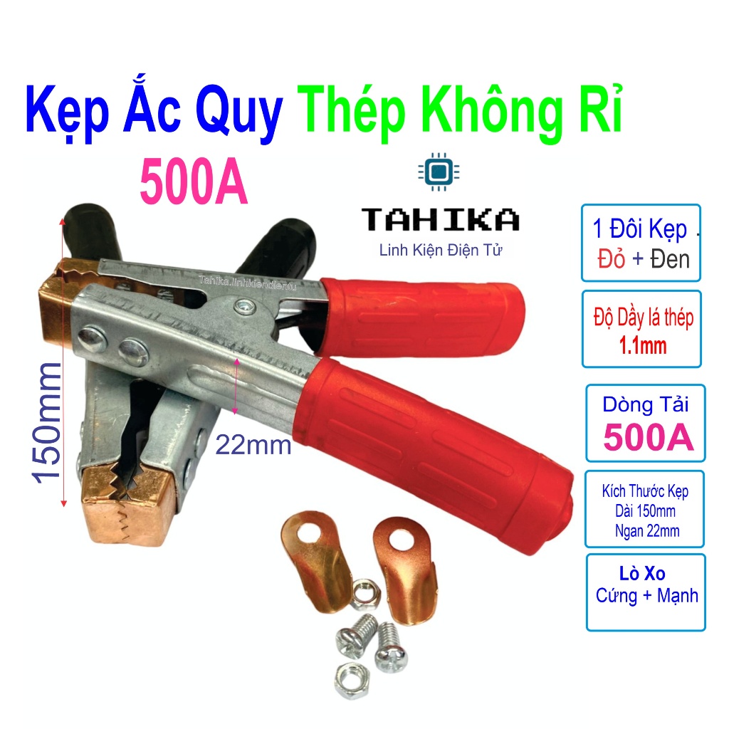 Kẹp Bình ắc quy Acquy 500A Thép Không Rỉ  Loại Dầy 1 đôi - đỏ + đen - Linh kiện điện tử  TAHIKA