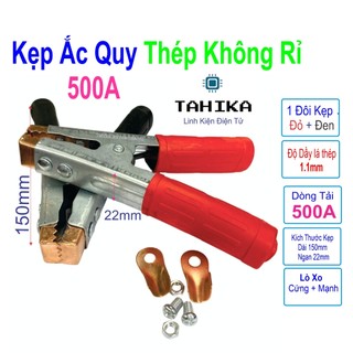 Kẹp bình ắc quy acquy 500a thép không rỉ loại dầy 1 đôi - đỏ + đen - linh kiện điện tử tahika