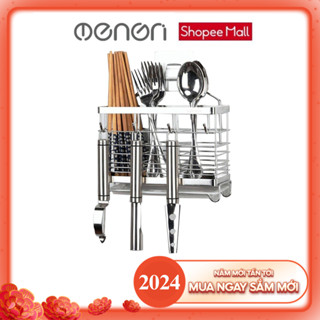 Ống Đựng Đũa Nhà Bếp INOX 304 Có Khay Hứng Nước Dán Tường - OENON