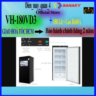 Tủ đông sanaky inverter 150 lít td.vh180vd3 - 180 lít dung tích tổng