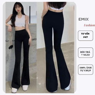 Quần UMI ống loe legging cạp cao EMIX dáng dài vải co giãn Q881/P0K14