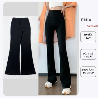 Quần UMI legging ống loe cạp cao lưng chun dáng dài EMIX vải co giãn Q881/P0K14
