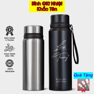 Bình nước giữ nhiệt khắc tên truthbottle, bình nước đa năng inox 304 có dây treo, ngăn lọc trà khắc tên theo yêu cầu