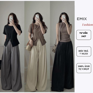 Quần công sở ống rộng dài chiết ly EMIX cạp cao chất chéo thái cao cấp Quan0038/P12K6