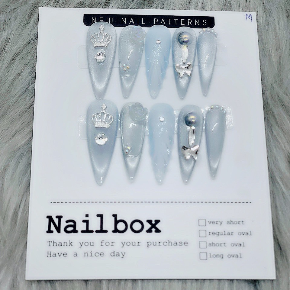  Nail Box Thiết Kế Móng Tay Thiết Kế Thủ Công Giả Đính Đá Họa Tiết Vương Miện Và Nơ Làm Theo Yêu Cầu IB Với Shop MT007 