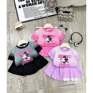 Sét áo loang mẹc ki chân váy xếp li cotton 8-20kg
