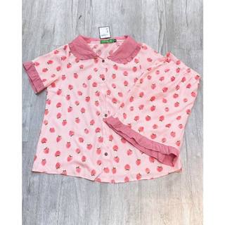 Đồ bộ mặc bầu và sau sinh 😍 FREESHIP 😍 bộ đũi dâu tây hồng cổ sen