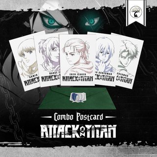 Postcard - Nhân Vật Eren Jeager, Armin Arlert, Mikasa Ackerman, Levi Ackerman, Hange Zoe