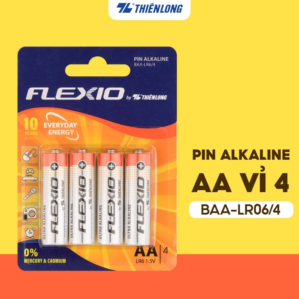 Pin Alkaline AA Thiên Long Flexio ( Vĩ/4 Viên  )