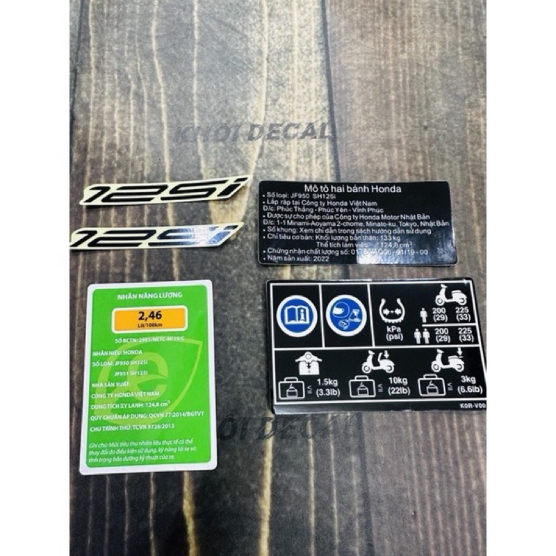 Tem thông số SH 125i 2022-2025