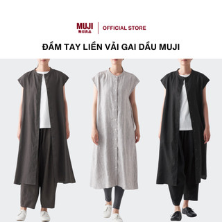 Đầm tay liền vải gai dầu muji